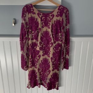 Embroidered purple and nude mini dress